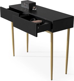Consolă cu sertare Nicole 100 cm - negru mat / picioare aurii