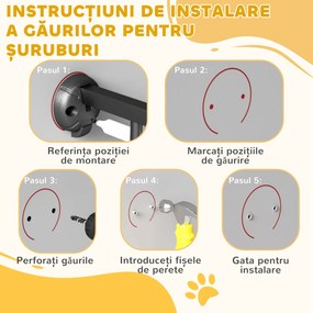 PawHut Poartă pentru Câini cu 3 Panouri și Sistem Dublu de Închidere, Barieră pentru Câini pentru Scări, Uși, Holuri, 206x90 cm, Alb | Aosom Romania