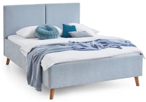 Pat matrimonial albastru deschis tapițat cu somieră 140x200 cm Piano – Meise Möbel