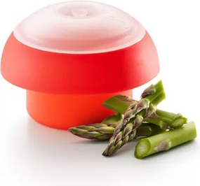 Vas pentru gatit oua la cuptorul cu microunde Lekue 1009050, 100 ml, 1 ou, silicon platinat, Rosu/Transparent