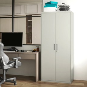 HOMCOM Dulap de Depozitare pentru Birou cu 5 Niveluri, Dulap Metalic cu 2 Uși și 4 Rafturi Reglabile, 80x40x180 cm, Alb