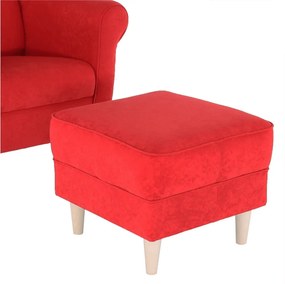Fotoliu cu taburet, material roşu, ASTRID
