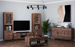 Comodă TV lemn masiv Timeless 4 Sertare 2 Nișe Whisky, 146 × 40 × 48 cm