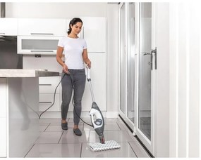 Mop curatare cu aburi Shark S6005EU, 1200W, 0,5 L, 2 setari, Tehnologie Klick'n Flip, Steam Blaster, Lavete mop Dirt Grip, Alb/Gri