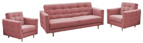 Canapea tapitata 3+1+1, material textil roz invechit, AMEDIA