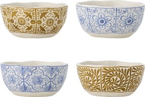 Set 4 boluri din ceramică artizanală, multicolor cu motive mediteraneene, 10,5×5 cm, „Milton"
