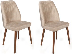 Set 2 scaune ALFA-464 V2, bej/nuc, stofa catifelata/metal, 50x49x90 cm