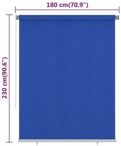 Jaluzea tip rulou de exterior, albastru, 180x230 cm, HDPE Albastru, 180 x 230 cm