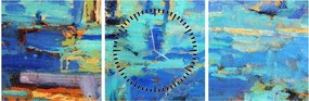 Tablou - pictură abstractă în ulei (cu ceas) (90x30 cm)