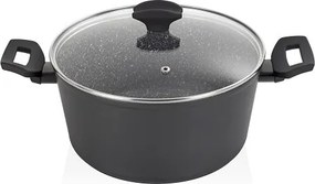 Oala cu capac sticla Zilan ZLN3321, Diametru 24 cm, Inaltime 12 cm, Material aluminiu, Interior granit, Compatibil inductie