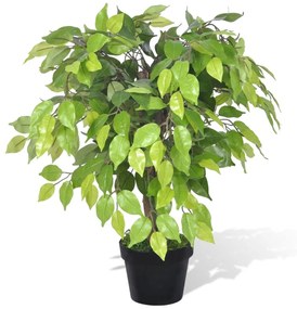 vidaXL Ficus pitic artificial cu aspect natural și ghiveci, 60 cm