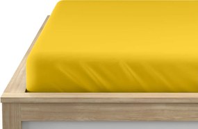 Cearsaf Jersey EXCLUSIVE cu elastic galben mustar 160 x 200 cm