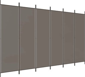 vidaXL Paravan de cameră cu 6 panouri, antracit, 300x200 cm, textil