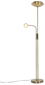 Lampă de podea bronz inclusiv LED și dimmer cu lampă de citit - Fez