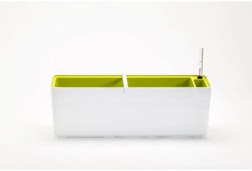 Ghiveci cu auto-irigare Plastia Berberis 60, alb +verde, 60 cm