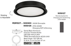 Plafoniera LED incastrabila reglabila PERFECT 60cm negru CCT Dimmable