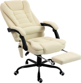 Vinsetto Fotoliu de birou cu masaj, scaun de birou cu înălțime reglabilă, spătar înclinat și telecomandă cu fir, bej | Aosom Romania