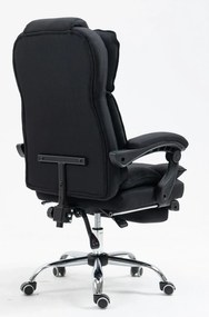 Scaun directorial, cu Masaj și Încălzire, suport picioare, funcție sezlong, textil, Negru