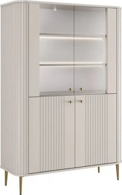 Vitrină cu patru uși Vesper 103 cm - cașmir / picioare aurii