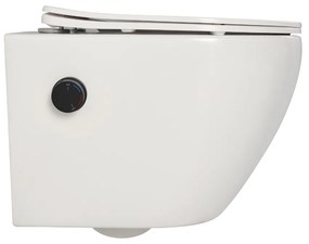 Vas wc suspendat cu functie bideu, Rotund, rimless si baterie negru mat Foglia Oslo Baterie negru mat