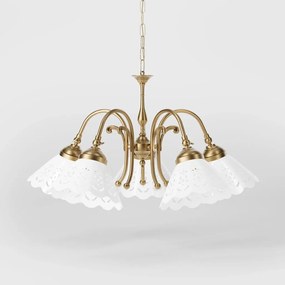 Candelabru 5 brate din alama si abajur ceramic Zefira