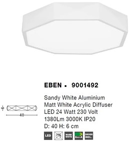 Plafoniera LED moderna design slim EBEN alba NVL-9001492