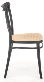 Scaun de bucaterie Nikola, ratan / negru
