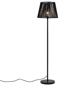 Lampă de podea de exterior neagră cu abajur din frânghie neagră IP44 - Virginia