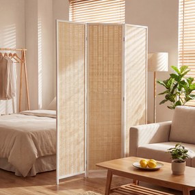 HOMCOM Paravan din lemn separator de camere perete despărțitor pliabil 3 panouri 135 x 180 cm alb | Aosom Romania