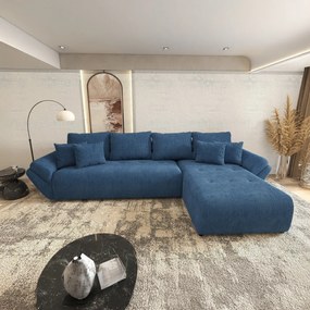 Colțar extensibil dumonde cu ladă de depozitare si sezut confortabil din spuma high-density, Berlin XL Zoom Blue 350x185 cm II