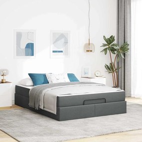 vidaXL Cadru de pat Altele cu depozitare Gri închis 160 x 200 cm țesătură