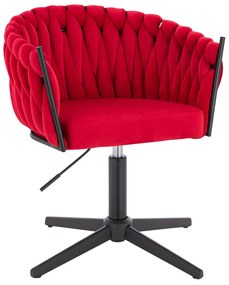 HR750CROSS Scaun Roşu din Catifea cu Bază Neagră