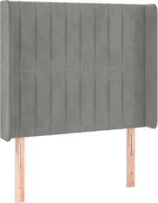 vidaXL Tăblie de pat cu aripioare gri deschis 83x16x118/128 cm catifea