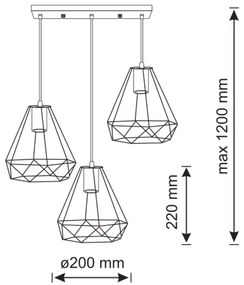 lustră pe cablu VIGO 3xE27/20W/230V