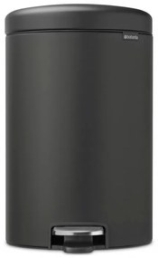 Cos de gunoi cu pedala Brabantia NewIcon 649747, 20 L, Inchidere lina, Baza antiderapanta, Acoperire minerala, Gri închis