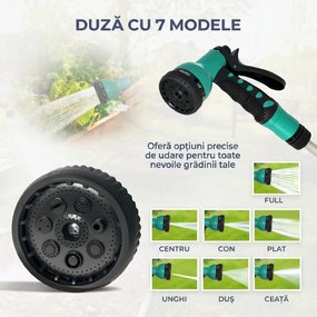 Outsunny Tambur Furtun de Grădină Retractabil, Rotativ la 180° și Sistem de Blocare, 55x20x42 cm, Gri | Aosom Romania