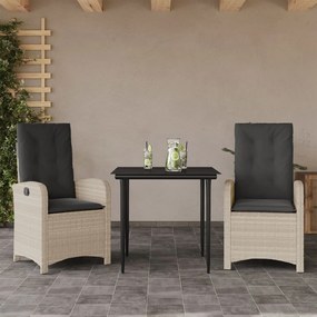 3212410 vidaXL Set mobilier de grădină cu perne, 3 piese,gri deschis,poliratan