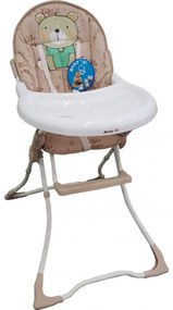 Scaun de masa pentru copii si bebe Baby Care™ CH ,Pliabil, Centura de siguranta, Sezut comfortabil, Masuta detasabila, Model Ursulet , Beige