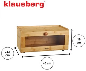 Cutie pentru paine Klausberg KB 7924, 40 cm, fereastra acrilica, Bambus, Maro