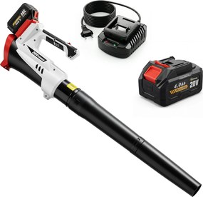 Outsunny Suflător Aspirator Tocător de Frunze 250 W cu Baterie 4000 mAh și Încărcător, 6 Viteze, 149 km/h, Alb | Aosom Romania