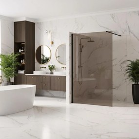 Paravan de dus fumuriu Rea Flexi Brown 90 cm negru