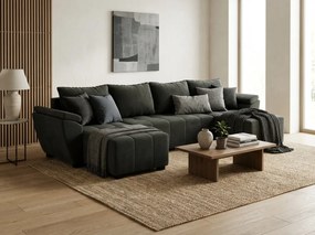 Coltar extensibil in forma de U LIVARO 305x140 cm, gri inchis