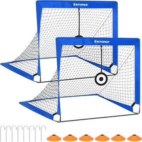 Poarta de foltbal , set de 2 bucati, 90x120 cm, albastru