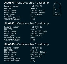 Lampa iluminat exterior din fier forjat design ciuperca AL 6693, 114cm
