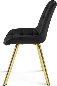 OFERTA Scaun de dining SORIA VELVET cu picioare aurii, negru calitatea II