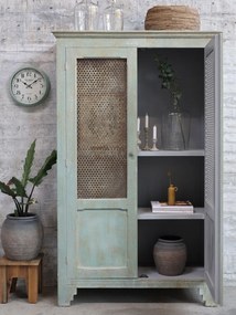 Dulap vintage din lemn cu uși traforate, H184 cm, „Antique Opal”