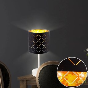 Lampa eleganta cu abajur din tesatura negru cu auriu, CLARKE 15229T GL