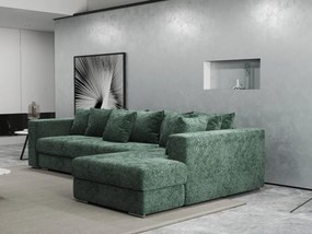 Colțar extensibil dumonde cu ladă de depozitare si sezut confortabil din spuma high-density, Gloria Euphoria Green II 320x183 cm