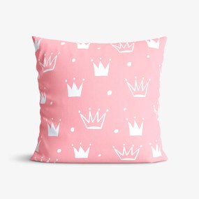 Goldea față de pernă din 100% bumbac pentru copii - coronițe pe roz 45 x 45 cm