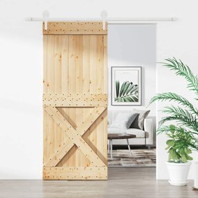 vidaXL Ușă glisantă cu set feronerie, 100x210 cm, lemn masiv de pin